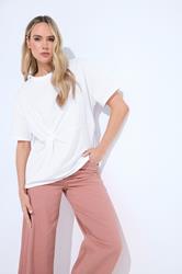 LTS Tall Women's White Twist Front Cotton T-Shirt | Long Tall Sally 3