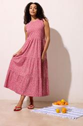 M&Co Red Floral Cotton Tiered Maxi Dress | M&Co 3