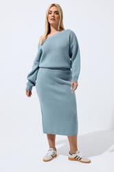 LIMITED COLLECTION Plus Size Blue Knitted Skirt | Yours Clothing 3