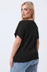 LIMITED COLLECTION Plus Size Black Short Sleeve Knitted Top | Yours Clothing 2