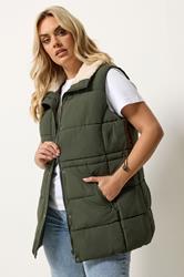YOURS Plus Size Khaki Green Padded Gilet | Yours Clothing 3