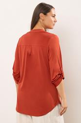 EVANS Plus Size Orange Zip Front Jersey Blouse | Evans  2