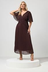 YOURS LONDON Plus Size Chocolate Brown Metallic Dobby Wrap Dress | Yours Clothing 1