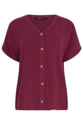 M&Co Dark Red Button Front Blouse