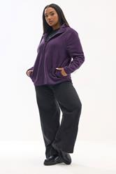 YOURS Curve Purple Fleece Jacket | Yours Clothing 1