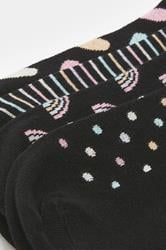 YOURSET 4 PACK Plus Size Black Heart Print Ankle Socks | Yours Clothing 5
