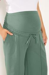 BUMP IT UP MATERNITY Plus Size Green Wide Leg Joggers | Yours Clothing 4