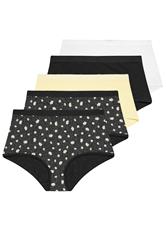 YOURSET 5 PACK Curve Black & Yellow Daisy Full Briefs