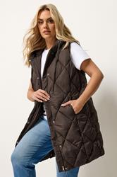 YOURS Plus Size Chocolate Brown Midi Gilet | Yours Clothing 3