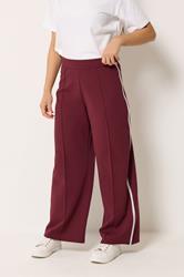 M&Co Petite Berry Red Pintuck Side Stripe Trousers | M&Co 2