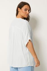 YOURS Plus Size Cream Dobby Notch Neck Blouse | Yours Clothing 2