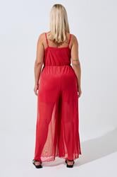LIMITED COLLECTION Plus Size Red Mesh Jumpsuit | Yours Clothing 2