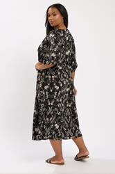 YOURS Plus Size Black Paisley Kimono Sleeve Maxi Wrap Dress | Yours Clothing 2