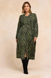 EVANS Plus Size Black Abstract Print Split Front Dress | Evans 1