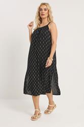 YOURS Plus Size Black Crinkle Metallic Midi Dress | Yours Clothing 2