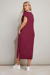 YOURS Plus Size Dark Red Jersey Collar Grown-On Sleeve Dress | Yours Clothing 2
