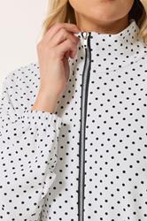 LTS Tall Women's White Polka Dot Funnel Neck Jacket | Long Tall Sally 8