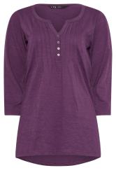 LTS Tall 2 PACK Purple & Teal Blue Cotton Henley Tops | Long Tall Sally 9
