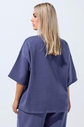 LIMITED COLLECTION Plus Size Purple Embroidered Butterfly Oversized Sweat T-Shirt | Yours Clothing 2