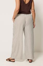 YOURS Plus Size Chocolate Brown Stripe Trousers | Yours Clothing 4