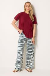 LTS Tall Navy Blue Wavy Print Wide Leg Trousers | Long Tall Sally 1