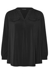 EVANS Curve Black Notch Neck Utility Shirt