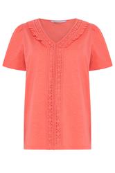 M&Co Coral Short Sleeve Frill Cotton Blouse | M&Co 1