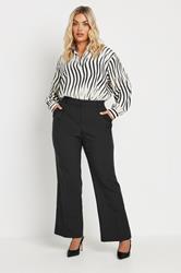 YOURS Plus Size Black Pleat Front Bootcut Trousers | Yours Clothing 1