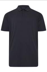 BadRhino Big & Tall Navy Blue Knitted Short Sleeve Polo Shirt
