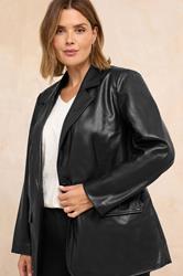 EVANS Plus Size Black Faux Leather Blazer | Evans 3