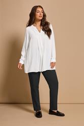 EVANS Plus Size Ivory Pleat Front Blouse | Evans 1