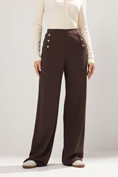 LTS Tall Chocolate Brown Military Wide Leg Trousers | Long Tall Sally 1