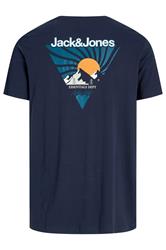 JACK & JONES Big & Tall Navy Blue Crew Neck Graphic T-Shirt | BadRhino 5