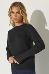 PixieGirl Petite Women's Black Knitted Crew Neck Jumper | PixieGirl 3