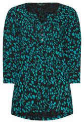 LTS Tall Green Abstract Cotton Henley Top | Long Tall Sally 5
