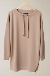 EVANS Curve Natural Brown Luxe Zip Detail Sweatshirt