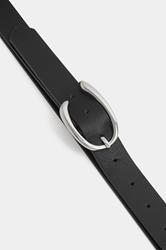 Black Faux Leather Oval Buckle Belt | Yours Clothing 2