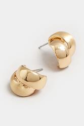 Gold Tone Round Twist Stud Earrings | Yours Clothing 2