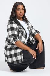 YOURS Plus Size Black Hooded Check Shirt | Yours Clothing 3