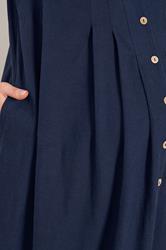 BUMP IT UP MATERNITY Plus Size Navy Blue Linen Button Through Dress | Yours Clothing 5
