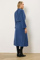 LTS Tall Blue Acid Wash Tie Neck Midi Dress | Long Tall Sally 4
