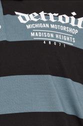 BadRhino Big & Tall Blue 'Detroit' Print Stripe Rugby Polo Shirt | BadRhino 1