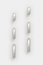 YOURSET 3 PACK Silver Tone Large Hoop Earrings Set | Yours Clothing 3