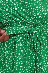 YOURS Plus Size Green Ditsy Floral Print Wrap Top | Yours Clothing 4