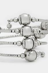 Silver Tone Bead Coil Stretch Bracelet | Yours Clothing 4