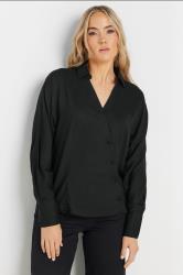 LTS Tall Black Asymmetric Button Shirt | Long Tall Sally 3