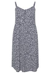 YOURS Curve Navy Blue Ditsy Floral Strappy Sundress