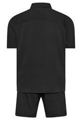 JACK & JONES Big & Tall Black Revere Shirt & Short Set | BadRhino 4