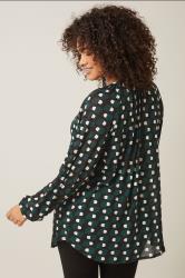 EVANS Plus Size Green Geometric Print Blouse | Evans 2