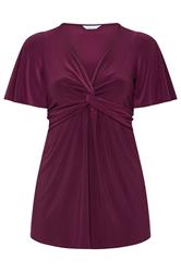 YOURS LONDON Curve Purple Knot Detail Front Top